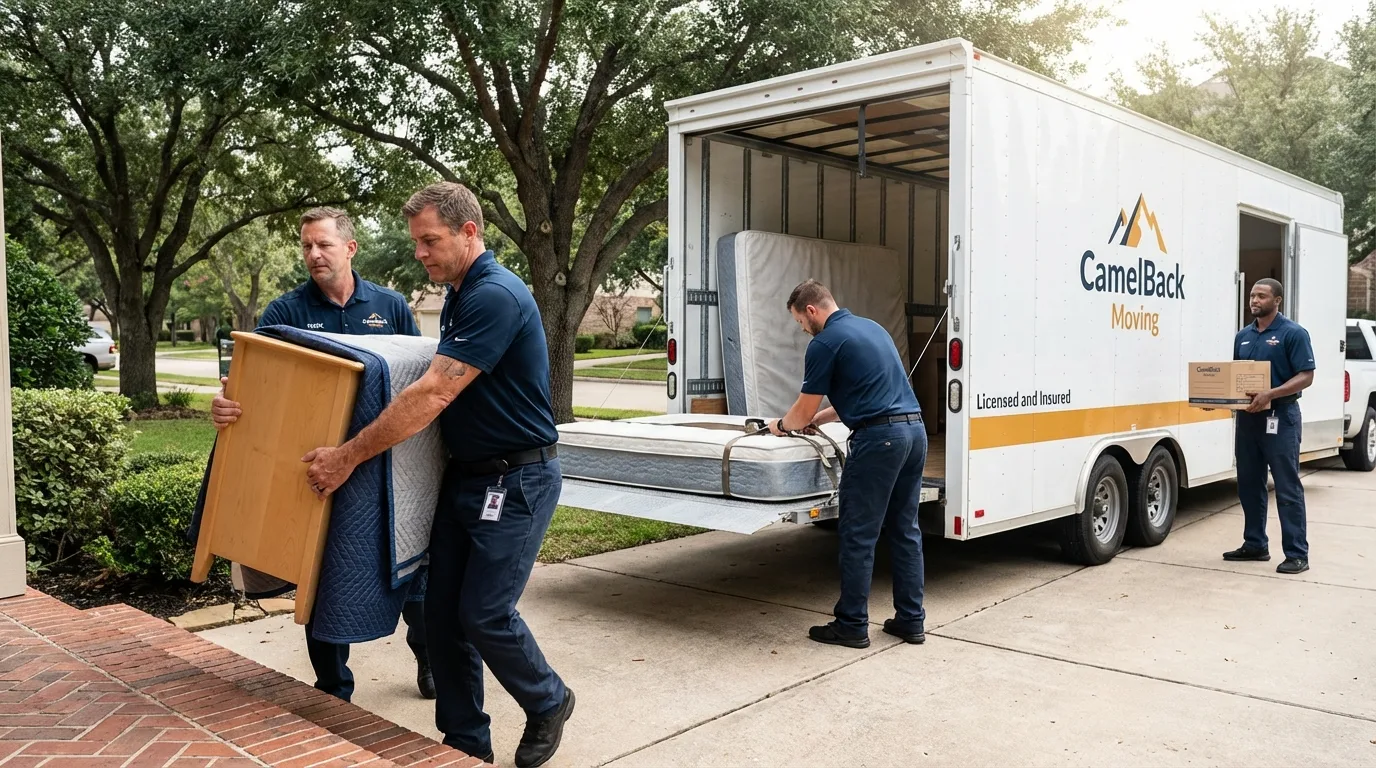 Crew loading residential truck for cross-state move from Mattawa, WA